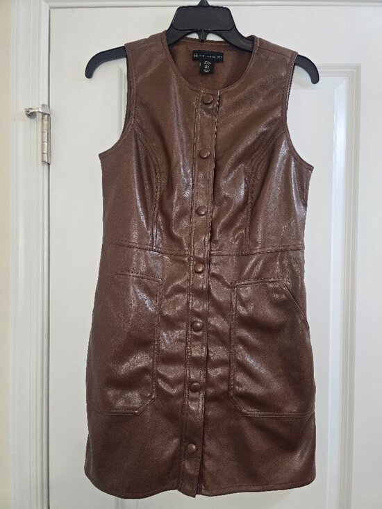 House of Harlow 1960 Dresses & Skirts - House of Harlow 1960 Faux Leather Minidress Brown